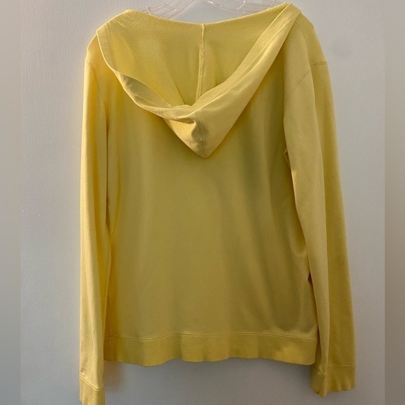 Calvin Klein yellow hoodie, size Large.  V-neck with a satin ribbon tie. - Picture 2 of 5